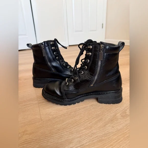 Milwaukee Accelerator Men’s Motorcycle Boots Sz 10 Black Leather Dual Zipper - Picture 7 of 8